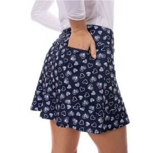 Golftini- Navy Crazy In Love Pull-On Ruffle Tech Skort, Size Large